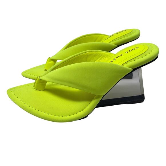 Good American Clear Wedge Sandals Size 5.5 Chartreuse GA077N-X - Picture 1 of 5